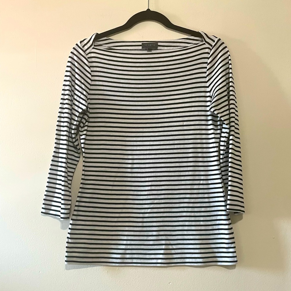 The Limited Black and White Fitted Long Sleeve Tee